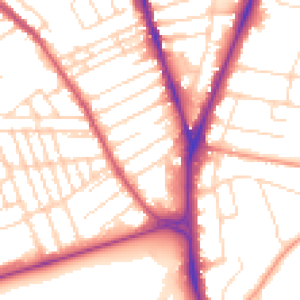 Daytime road noise heatmap for NG5 1AP