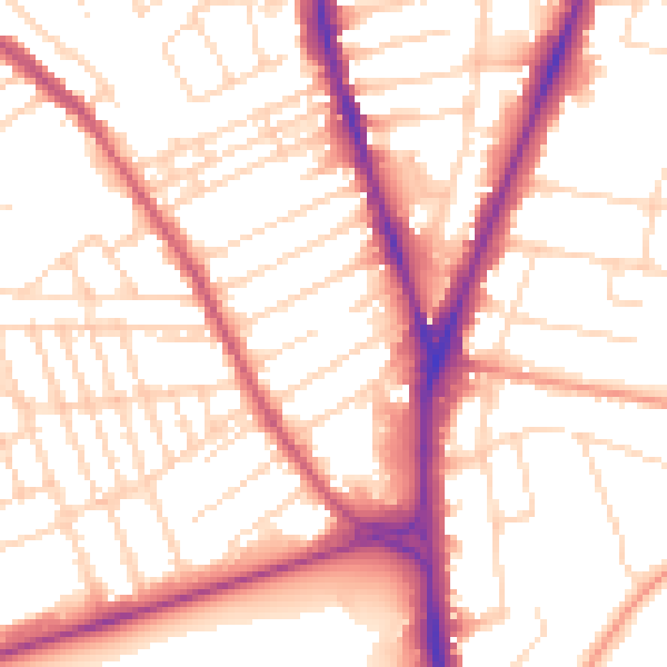 Daytime road noise heatmap for NG5 1AQ