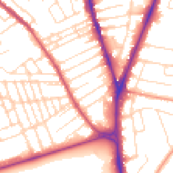 Daytime road noise heatmap for NG5 1AT
