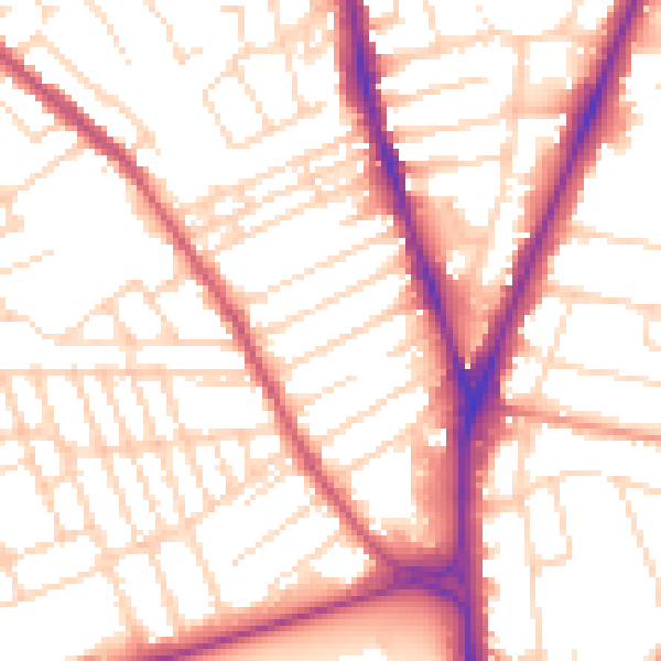 Daytime road noise heatmap for NG5 1AU