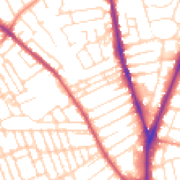 Daytime road noise heatmap for NG5 1BH