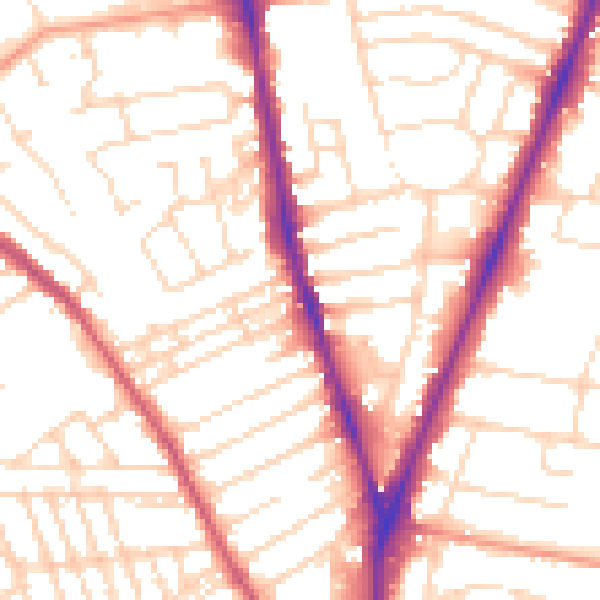 Daytime road noise heatmap for NG5 1BJ