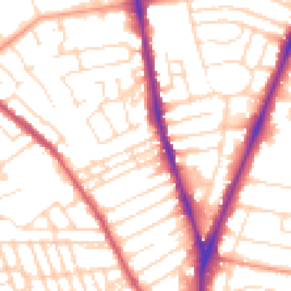 Daytime road noise heatmap for NG5 1BN