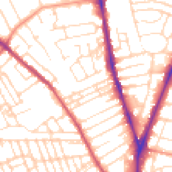 Daytime road noise heatmap for NG5 1BS