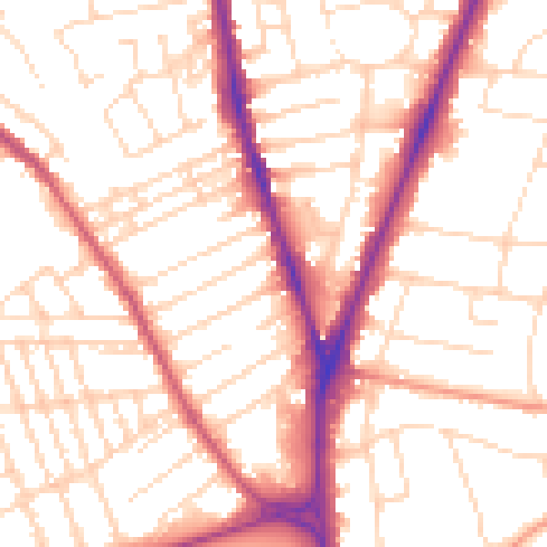 Daytime road noise heatmap for NG5 1BZ
