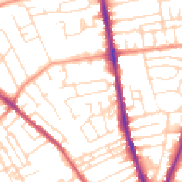 Daytime road noise heatmap for NG5 1DB
