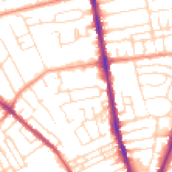 Daytime road noise heatmap for NG5 1DD