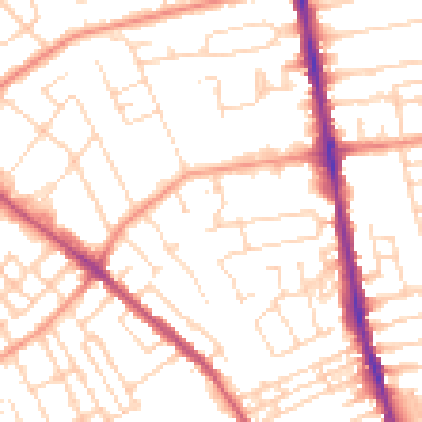 Daytime road noise heatmap for NG5 1DE