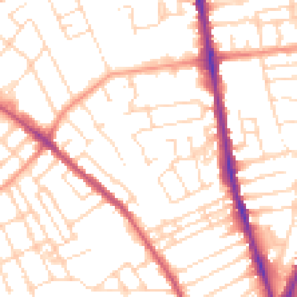 Daytime road noise heatmap for NG5 1DJ