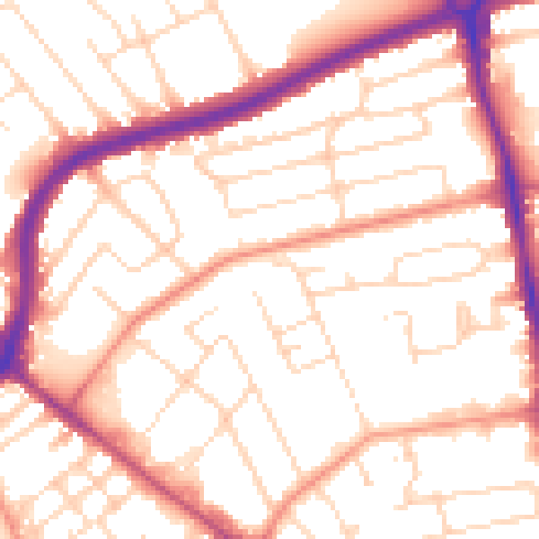 Daytime road noise heatmap for NG5 1DN