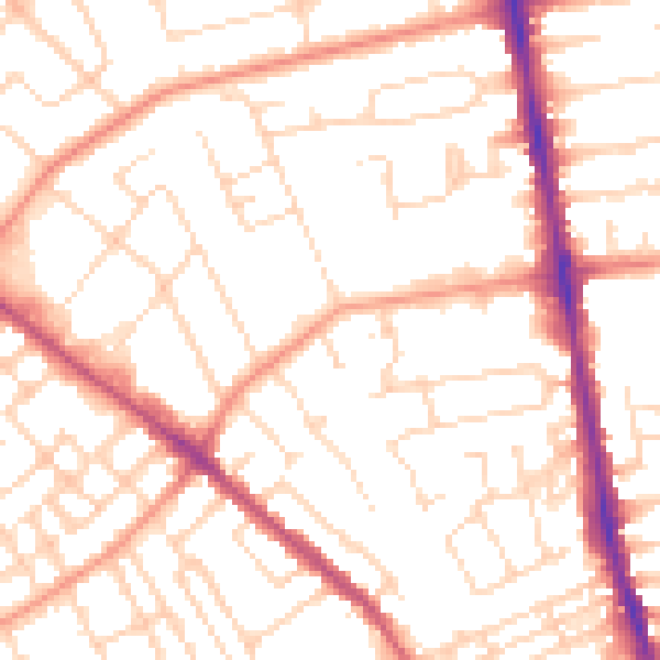Daytime road noise heatmap for NG5 1DU