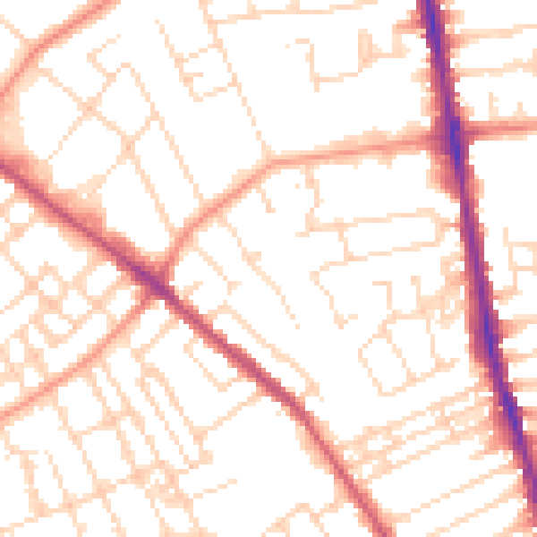 Daytime road noise heatmap for NG5 1DW