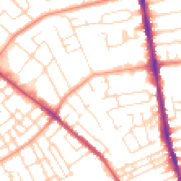 Daytime road noise heatmap for NG5 1DY