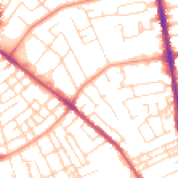Daytime road noise heatmap for NG5 1DZ