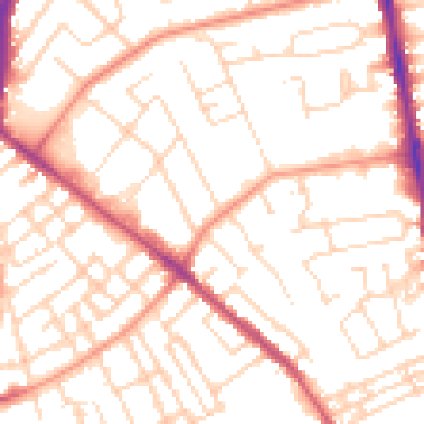 Daytime road noise heatmap for NG5 1EA