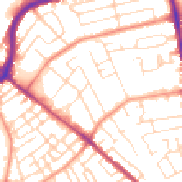 Daytime road noise heatmap for NG5 1ED