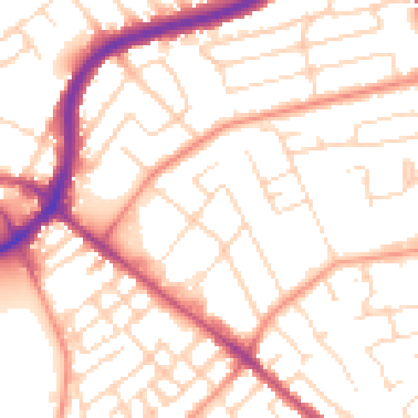 Daytime road noise heatmap for NG5 1EH