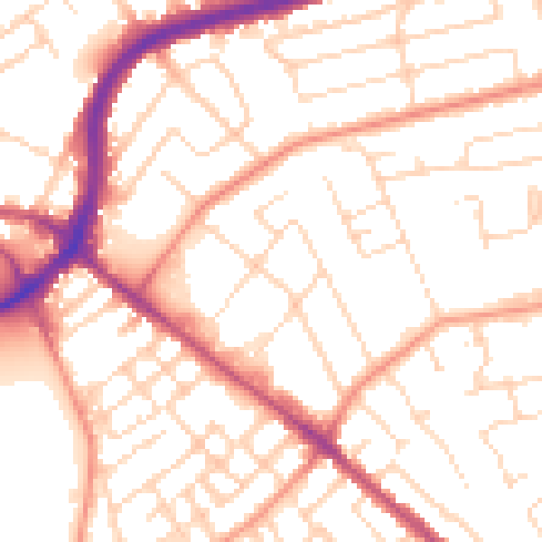 Daytime road noise heatmap for NG5 1EJ