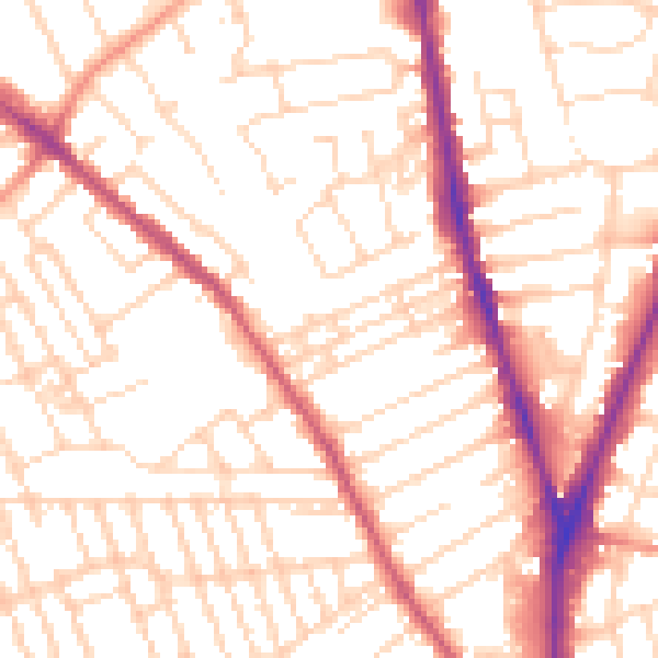 Daytime road noise heatmap for NG5 1EW