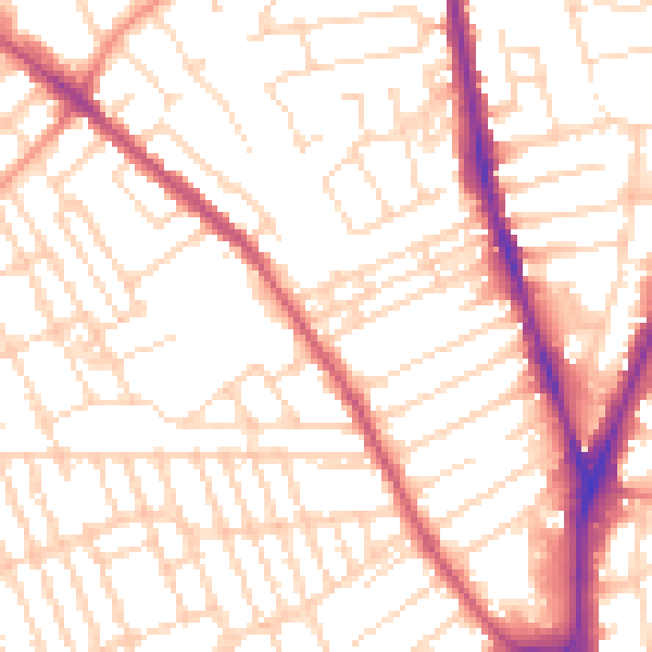 Daytime road noise heatmap for NG5 1EY
