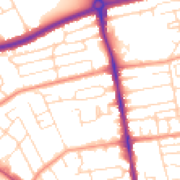 Daytime road noise heatmap for NG5 1FQ