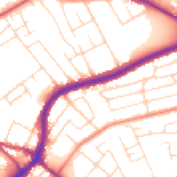Daytime road noise heatmap for NG5 1HL