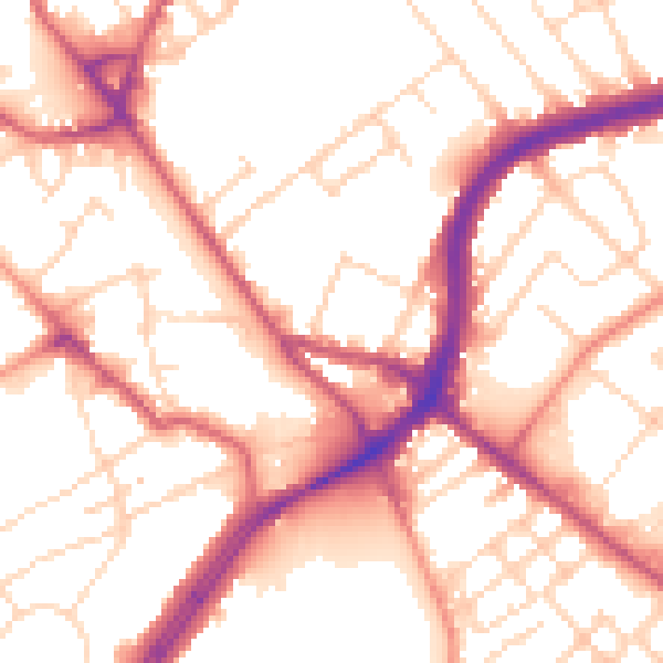 Daytime road noise heatmap for NG5 1JA