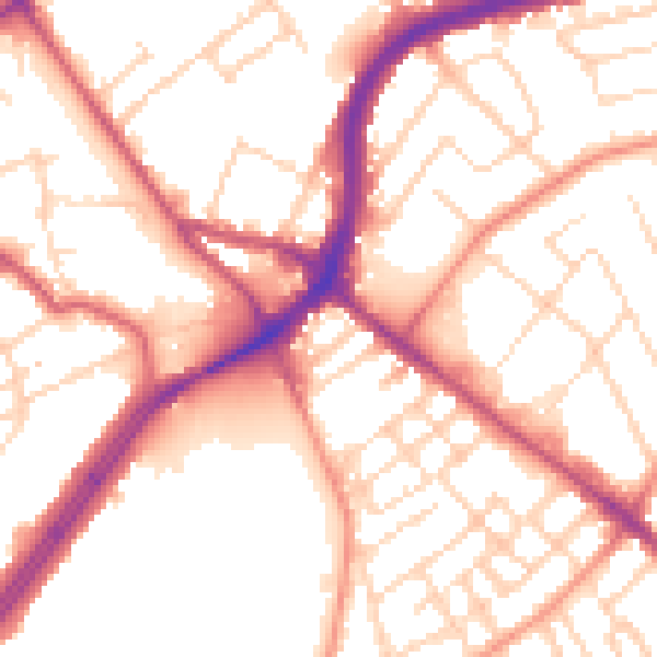 Daytime road noise heatmap for NG5 1JH