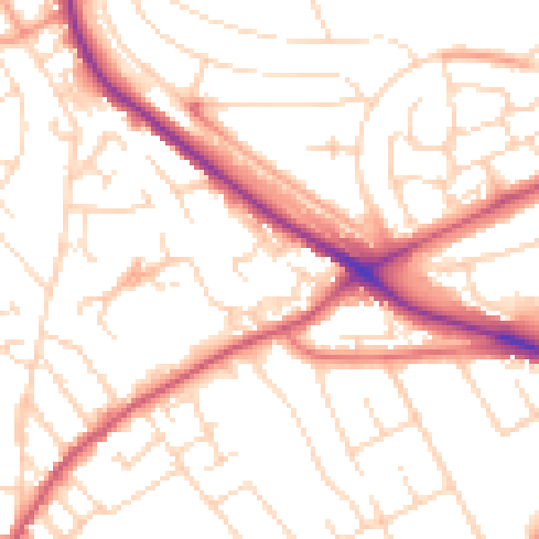 Daytime road noise heatmap for NG5 1LS
