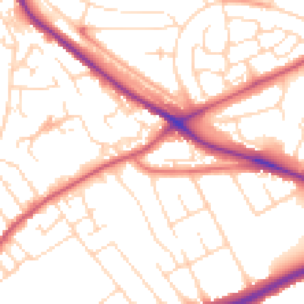 Daytime road noise heatmap for NG5 1NJ