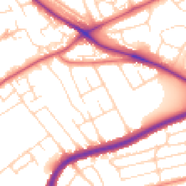 Daytime road noise heatmap for NG5 1NT