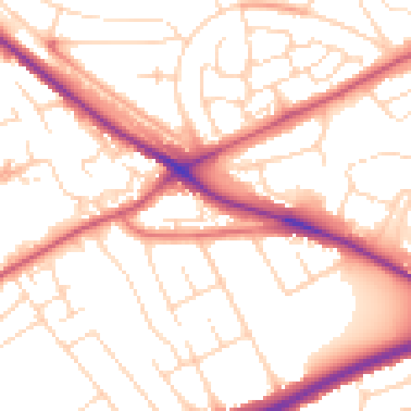 Daytime road noise heatmap for NG5 1PQ