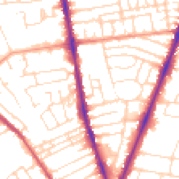Daytime road noise heatmap for NG5 2AL