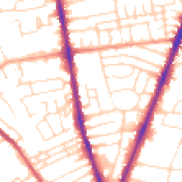 Daytime road noise heatmap for NG5 2AN