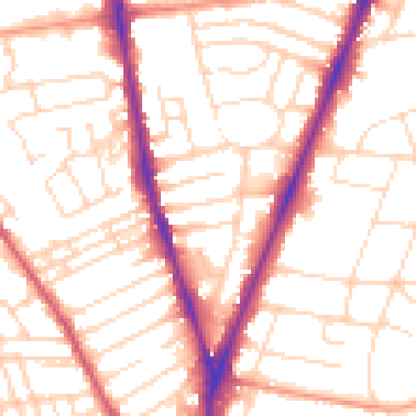 Daytime road noise heatmap for NG5 2AS