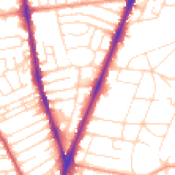 Daytime road noise heatmap for NG5 2AU
