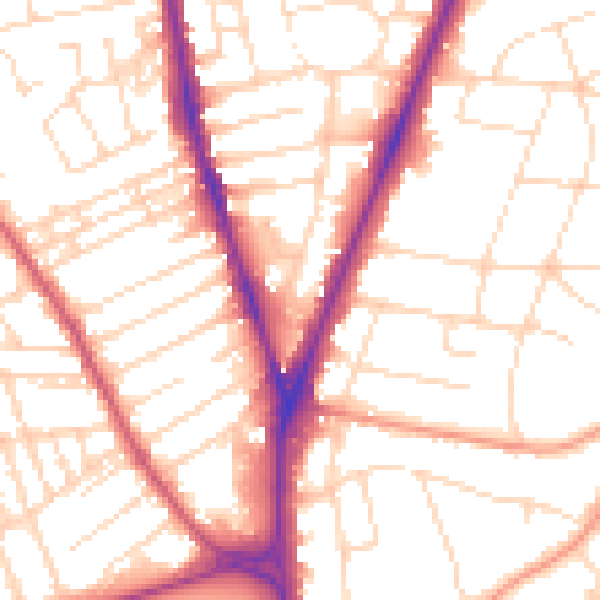 Daytime road noise heatmap for NG5 2DZ