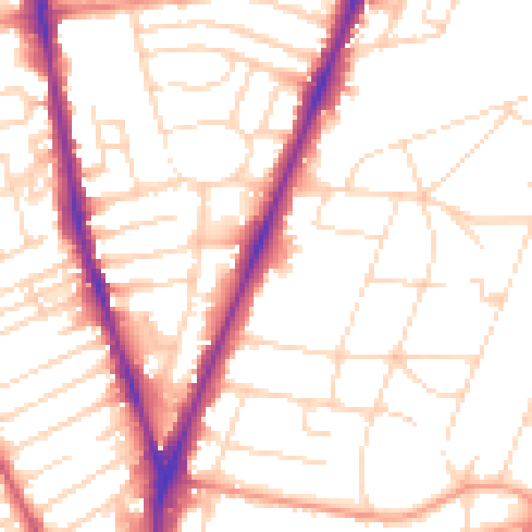 Daytime road noise heatmap for NG5 2EJ