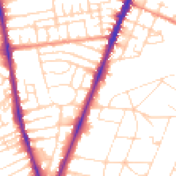 Daytime road noise heatmap for NG5 2EQ