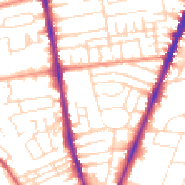 Daytime road noise heatmap for NG5 2EW