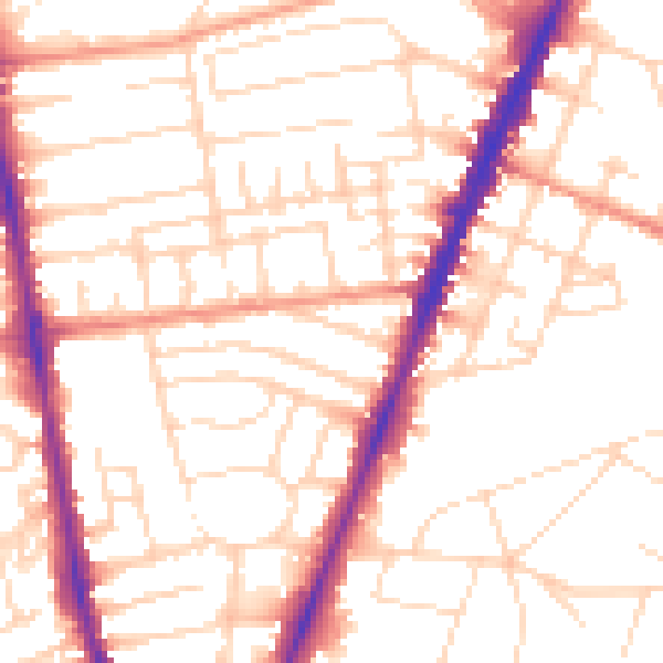 Daytime road noise heatmap for NG5 2FD