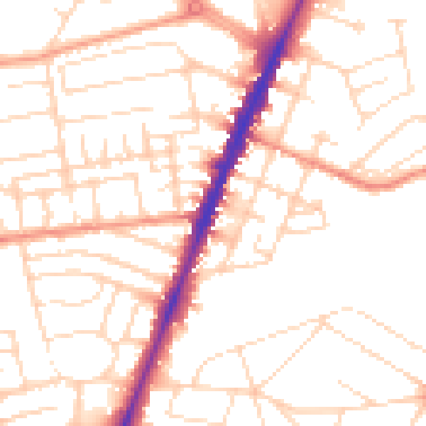 Daytime road noise heatmap for NG5 2FR