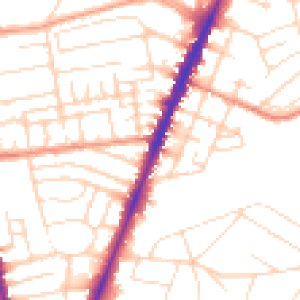 Daytime road noise heatmap for NG5 2JJ