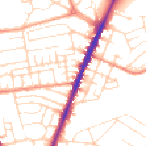 Daytime road noise heatmap for NG5 2JR