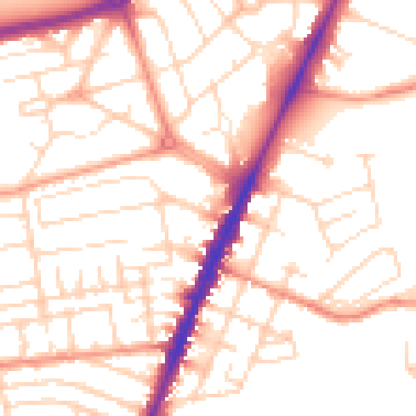 Daytime road noise heatmap for NG5 3AF