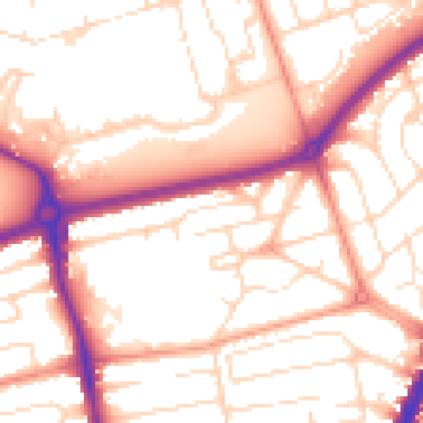 Daytime road noise heatmap for NG5 3AT