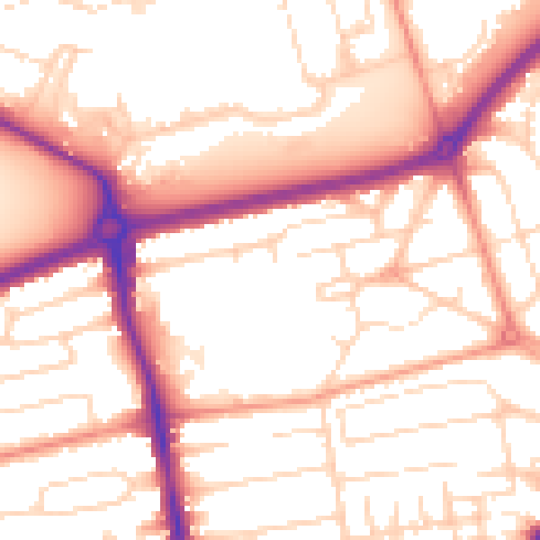 Daytime road noise heatmap for NG5 3AU