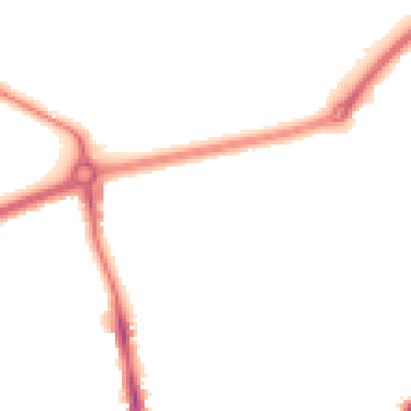 Night-time road noise heatmap for NG5 3AU