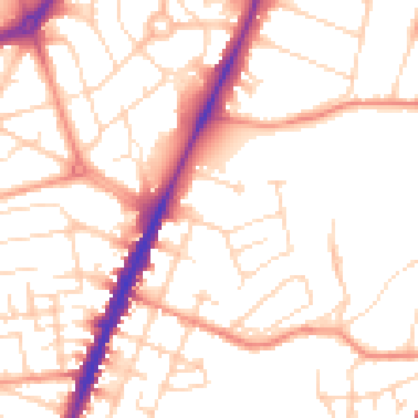 Daytime road noise heatmap for NG5 3BB