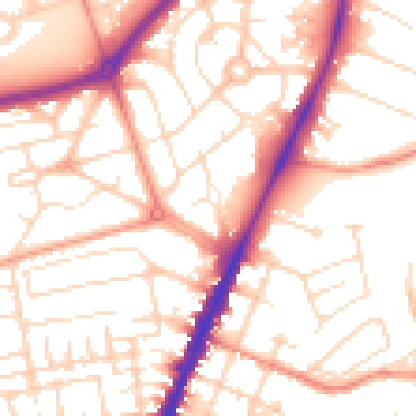 Daytime road noise heatmap for NG5 3DD